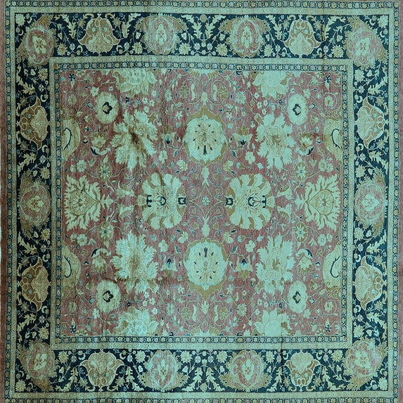 Ahgly Company Indoor Square Oriental Light Blue Traditional Area Rugs, 3' Square
