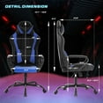 thumbnail image 2 of PayLessHere High Back PU Leather Gaming Chair，Ergonomic Rolling Swivel Office Chair For Adults, Blue, 2 of 7