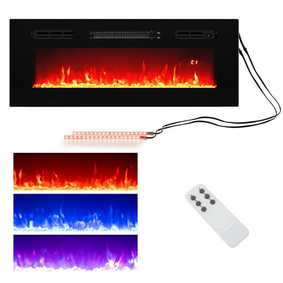 Giantex 36" Electric Fireplace Insert w/LED Strip Lights,  Fireplace Heater