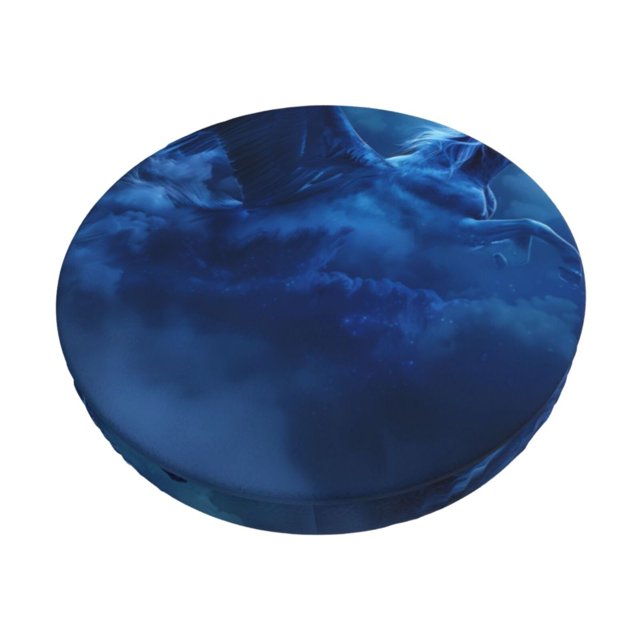 Disketp Pegasus Night Sky Funda Redonda para Taburete, Funda de Cojín para Silla de Bar Suave y Elástica-12 inch