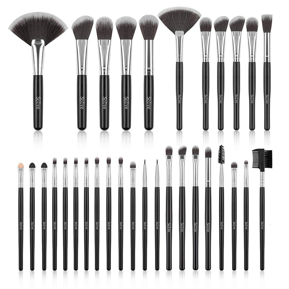 Makeup Brush Set, SOLVE 32 Pieces Professional Makeup Brushes Wooden