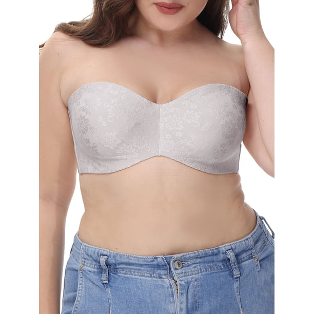 Sujetador bandeau convertible invisible de talla grande sin tirantes para mujer