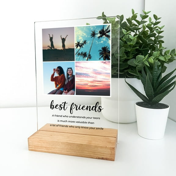 Custom Personalized Photo Picture Plaque Girls Best Friends BFF Mate Buddy Pal Home Dcor Gift for Her Custom Wood Stand Engraved Christmas