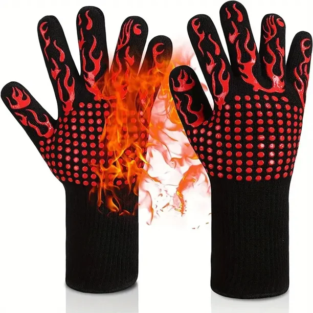 Guantes piezas para horno microondas, manoplas antideslizantes ignífugas, resistentes al calor, 800 grados, 2 unidades