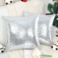 thumbnail image 2 of Unique Bargains 2Pcs Sequins Decorative Throw Pillow Cover 18" x 18" Silver, 2 of 8
