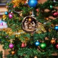 thumbnail image 2 of Christmas Tree Ornament Round Ceramic Holiday Decoration with Stained Glass Design and Gold Hanging Ribbon, 2 of 6