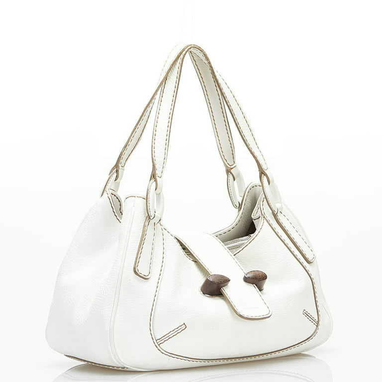 Tod's Small White Leather Shoulder Bag Purse w/Dust Bag
