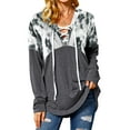 thumbnail image 3 of Nlife Women Long Sleeve Lace Up V Neck Tie Dyed Print Hoodie, 3 of 5