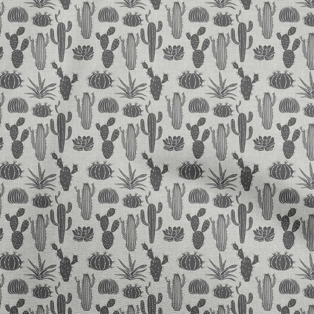 oneOone Cotton Silk Gray Fabric Cactus Sewing Craft Projects Fabric Prints By Yard 42 Inch Wide