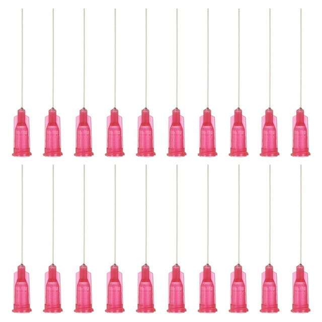25 agujas de dispensación, 52 piezas de 1.5 pulgadas, agujas de dispensación de punta roma industrial con bloqueo Luer para rellenar tintas líquidas, adhesivos, aceites, rojo
