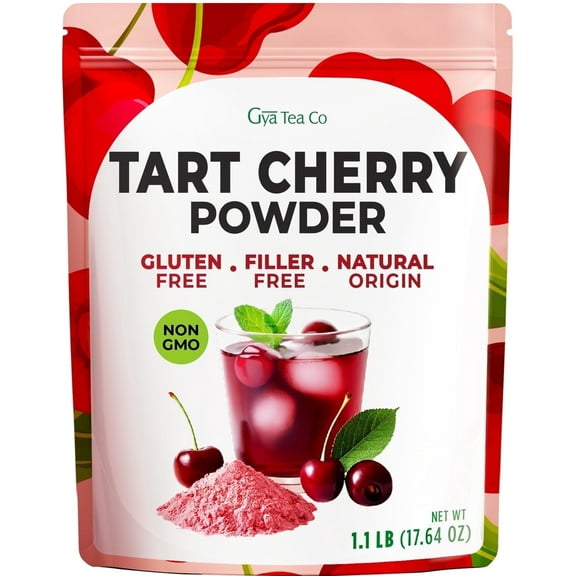 Gya Tea Co Tart Cherry Extract Powder 100% Pure Freeze Dried Natural Fruit Powder 1.1lb (17.64 Oz)