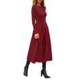 thumbnail image 3 of Vestido Midi Burdeos de Manga Larga y Corte A PRETTYGARDEN Talla M, 3 of 8