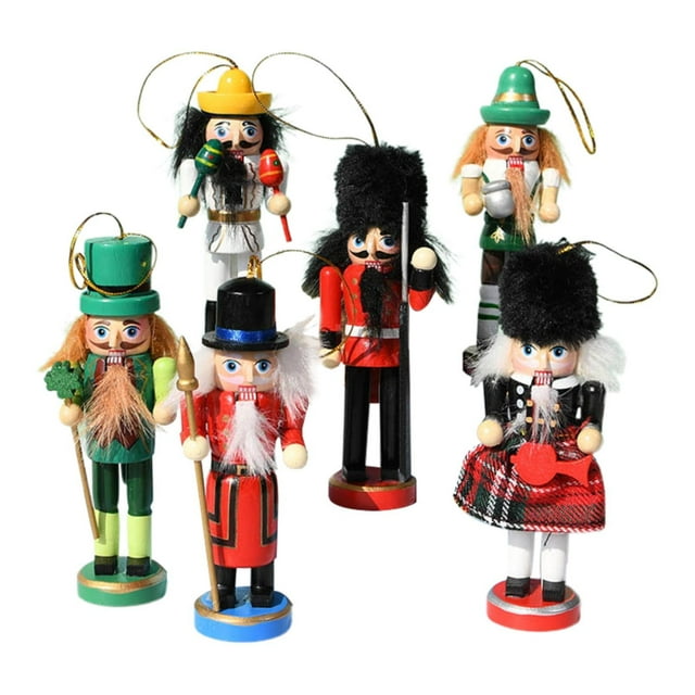 6x Figuras de Cascanueces de Navidad Figura de Cascanueces Decoración Accesorios de Fotografía Coleccionables Cascanueces de Navidad Cascanueces de Ma