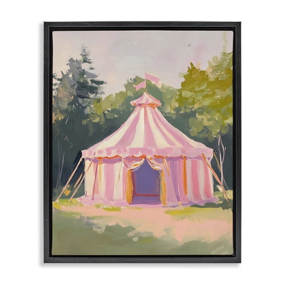 Stupell Industries Cottage Pink Circus Tent in Meadow Black Floating Frame Canvas Art, 17 x 21, by The Prints Vibe