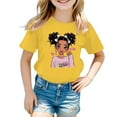 thumbnail image 1 of MEZZALL T-Shirt Graphique Mignon pour Filles, Col Rond, Manches Courtes, Été, Décontracté, Jaune, 9-10 Ans, 1 of 5