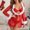 Red, variant on ERTUTUYI Women Bandage Christmas V-collar Net Underwear Robe Sleepwear Thong Lingerie