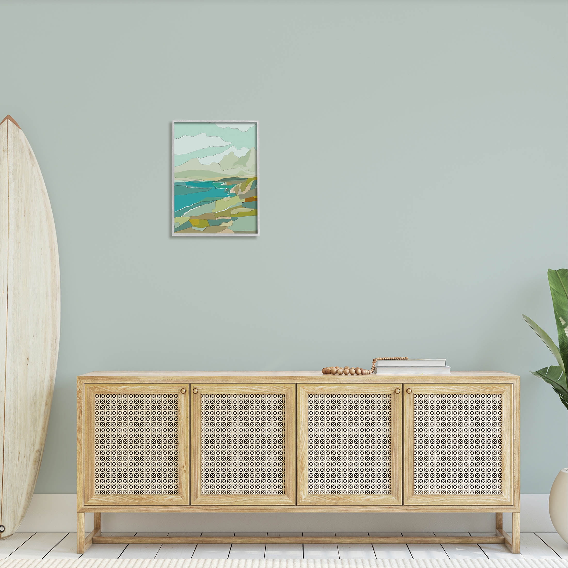Stupell Industries Contemporary Mountainous Blocked Shore Graphic Art Gray Framed Art Print Wall Art, Design by Nikita Jariwala