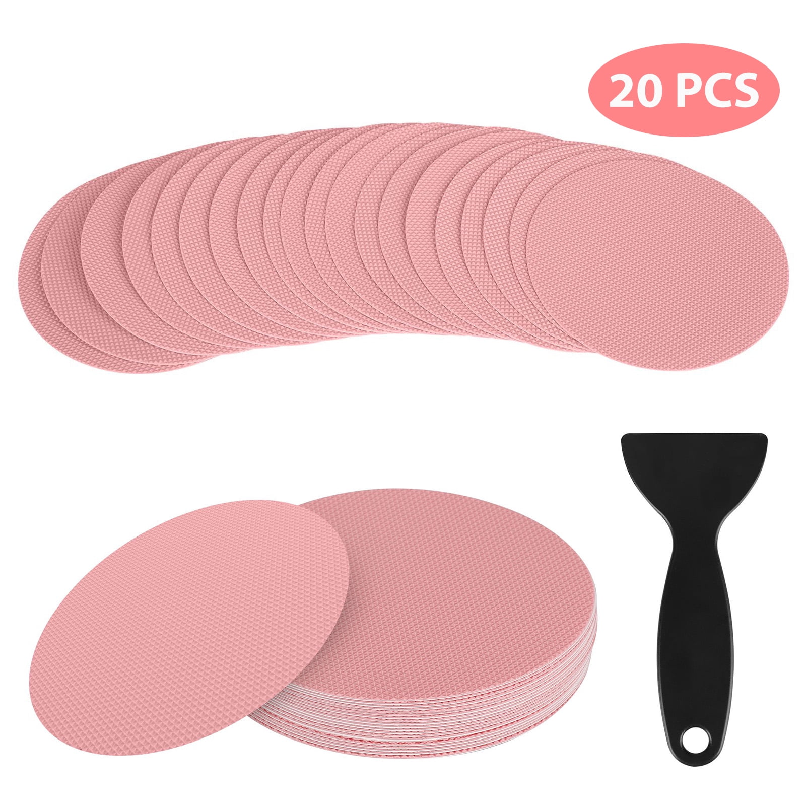 20pcs Non-Slip Bathtub Shower Stickers, TSV Self Adhesive Shower Stickers Safety Treads with Scraper, Safety Good Traction Round Decals Anti-Slip for Bath Tub, Stairs, Shower Room Slippery Surface