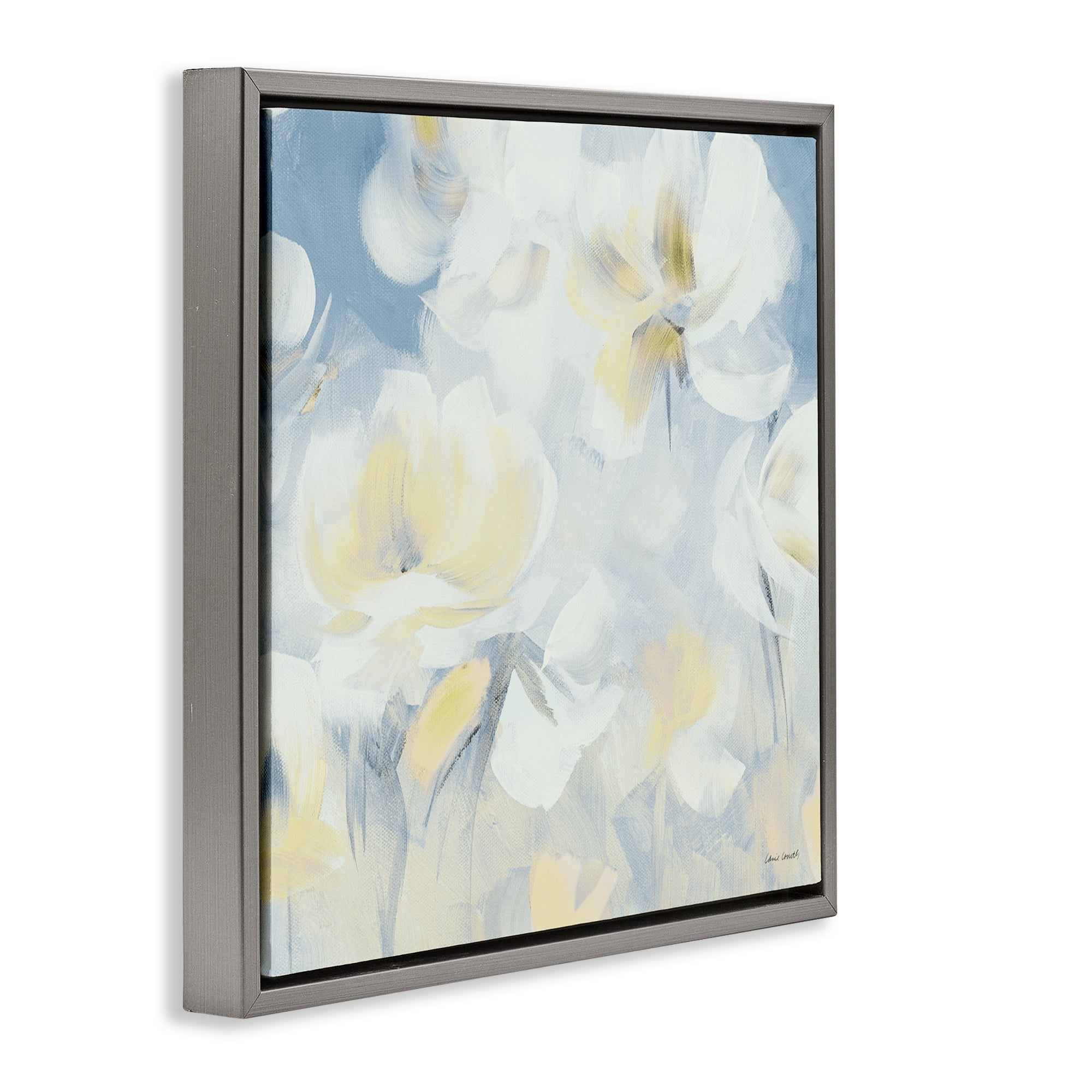 Stupell Industries Soft & Gentle Flower Field Gray Framed Floater Canvas Wall Art, design by Lanie Loreth