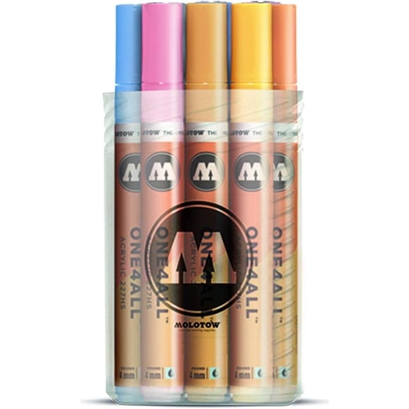 Molotow ONE4ALL Acrylic Paint Marker Set, 4mm, Assorted Pastel Colors, 12 Markers/Set, 1 Set Each