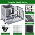 LAZY BUDDY Rabbit Hutch, Bunny Cage with Casters & Ramp, Indoor Outdoor