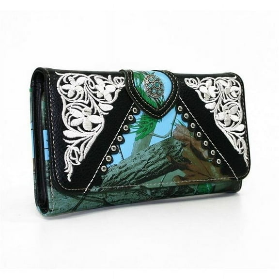 Ritz WB923-BLU-CAM 7.5 x 4.5 in. Western Turquoise Concho Accent Wallet, Blue & Cam