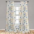 thumbnail image 4 of Ambesonne Folkloric Curtains, Flowers Locks Keys Birds, Pair of 28"x63", White Orange and Dark Blue, 4 of 4