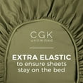 thumbnail image 5 of CGK Linens Hotel Luxury Single Fitted Sheet Only - California King Size Wrinkle-Resistant Bottom Sheet, Fits Mattress Up To 16", Sage Green, 5 of 7