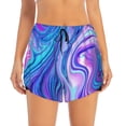 thumbnail image 2 of Vsdgher Swirl Blue And Purple Athletic Shorts for Women, Women's Running Double Layer Shorts, High Waisted Yoga Shorts, Workout Athletic Shorts-Large, 2 of 7