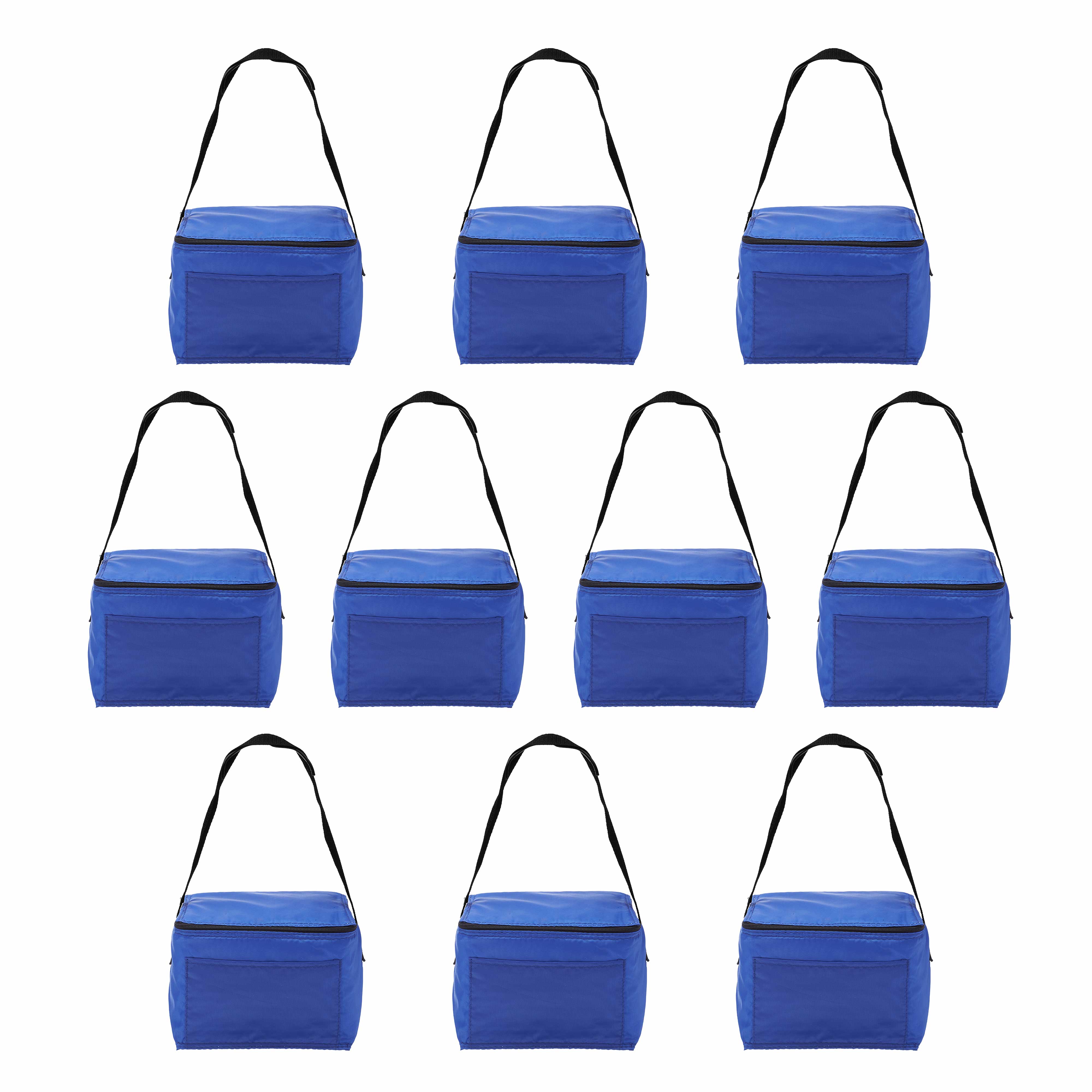 Small Lunch Bags Set of 10, Bulk Pack Insulated, Fits 6 Cans, Perfect