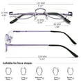 thumbnail image 5 of KOOSUFA Half Metal Moon Reading Glasses +2.25 Spring Hinge Half Frame Readers Eyeglasses Eyewear Purple, 5 of 8