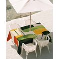 thumbnail image 3 of 60x84 Inch Outdoor Tablecloth with Umbrella Hole Zipper Rectangle Green Abstract Rectangular Tablecloths Outside Waterproof Geometric Simple Lines Vintage Art Patio Table Cloth Cover for Picnic Party, 3 of 8