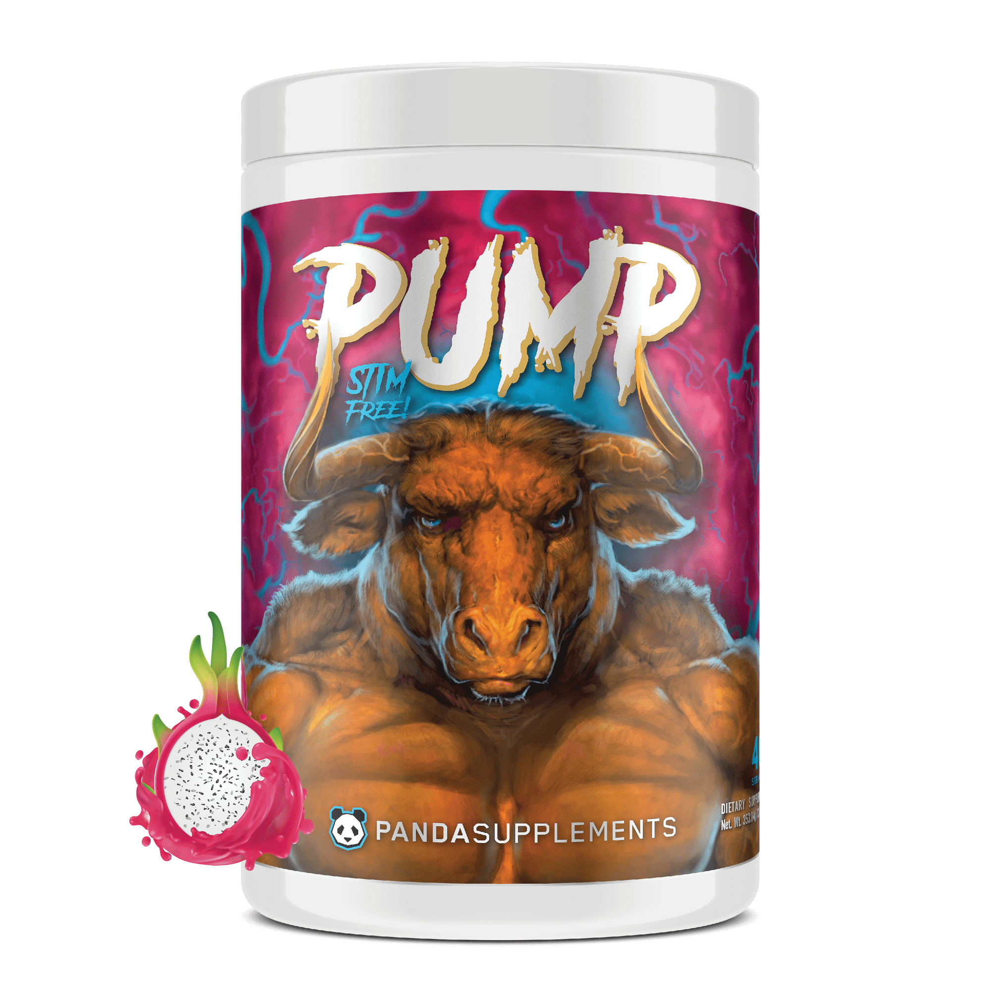 Panda Supps Caffeine-Free Pump Powder Pre-Workout Rainbow Dragonfruit 20 Servings