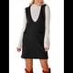 thumbnail image 1 of Vestido Corto de Punto Liso Sin Mangas con Cuello en V y Bolsillos para Mujer Negro S, 1 of 10