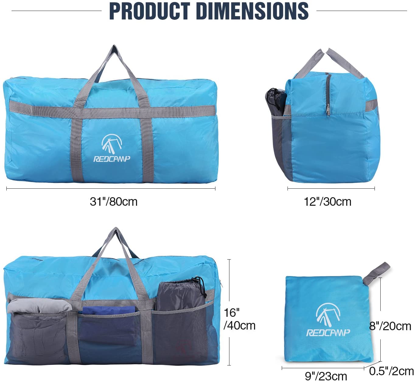 REDCAMP Extra Large 31'' Duffle Bag 96L Blue Lightweight, Waterproof Travel Duffel Bag Foldable for Men Women - image 3 of 9
