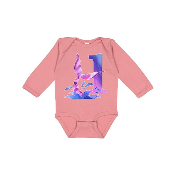 Inktastic 1st Birthday Mermaid Tail Boys or Girls Long Sleeve Baby Bodysuit