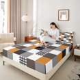 thumbnail image 4 of Castle Fairy Geometric Plaid 4-Piece Full Size Sheets for Teens,Minimalist Lattice Bed Sheets,Abstract Stripes Lightweight Sheet Sets,Breathable Home Decor, 4 of 7