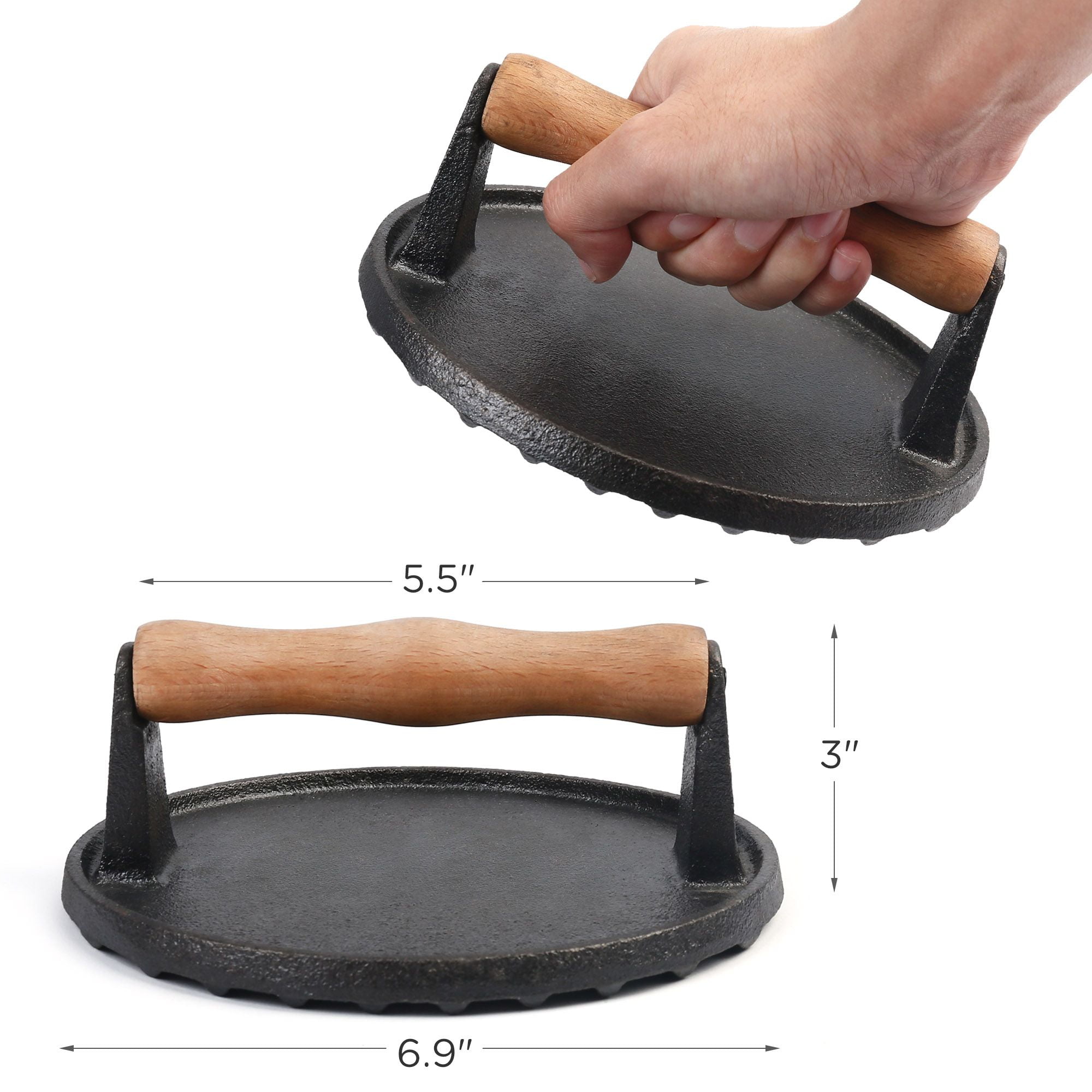 1pc Smash Burger Press, Bacon Press for Griddle, Round Cast Iron