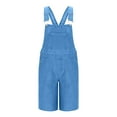 thumbnail image 6 of BXINGOHAI Mens Casual Bib Overall Shorts Lightweight Loose Fit Denim Jumpersuit Walkshort Pockets Rompers Sky Blue,S, 6 of 6