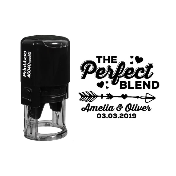 Printtoo Personalized Heavy Duty Black Self Inking Wedding Favor Round Rubber Stamp The Perfect Blend Custom Stamper-40 mm