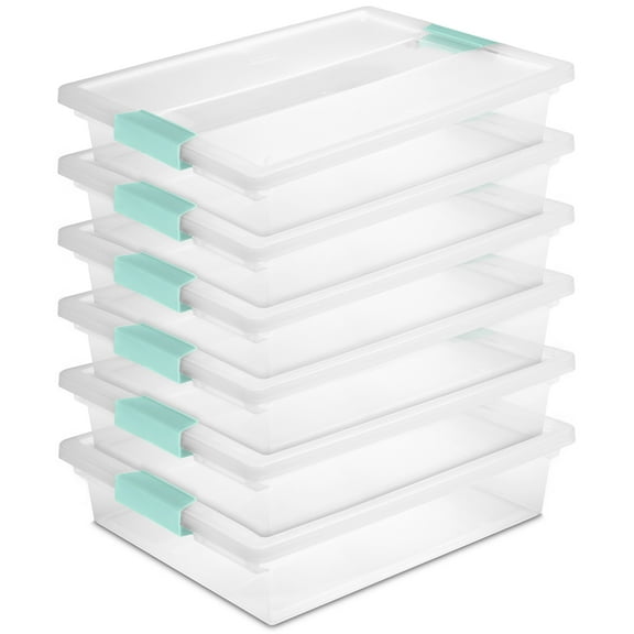 Sterilite 5.7 Qt. Plastic Stackable Storage Bin w/Clear Latch Lid (6 Pack)