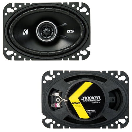 Kicker 43DSC4604 DS Series 4X6-Inch 50W 4 Ohm Coaxial Car Audio Speakers DSC46 - Factory Certified