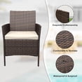 thumbnail image 6 of EastVita 3 Piece Patio Set PE Rattan Patio Conversation Set with 2 Chairs and 1 Coffee Table Outdoor Patio Furniture Set for Patio Front Porch Balcony Bistro - Brown, 6 of 8