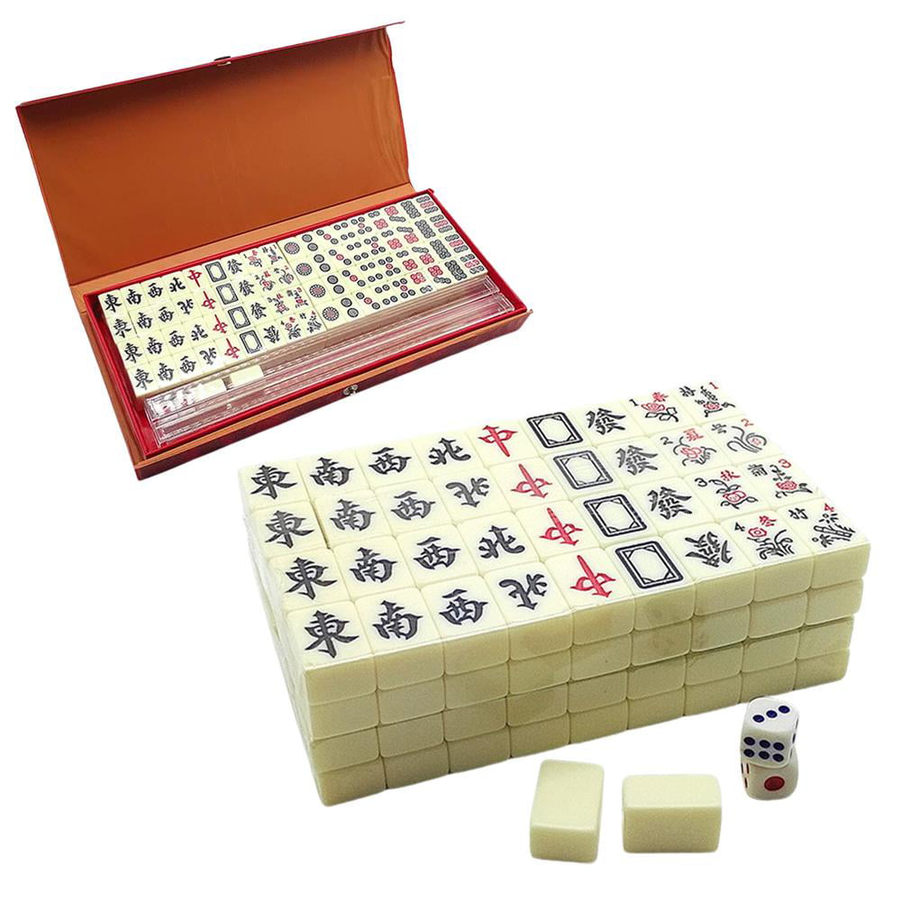 Leo2020 168 PCS Mahjong Set Crystal Engraved Majiang with Box Mah Jongg Board Game Entertainment Portable Mini Mahjong Set Enhancing Brain Activity for Party Events Gift
