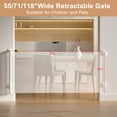 thumbnail image 2 of XJD 55" Retractable Baby Gate Extra Wide Safety Gates Child Gate for Indoor/Outdoor 33" Tall, White, 2 of 11