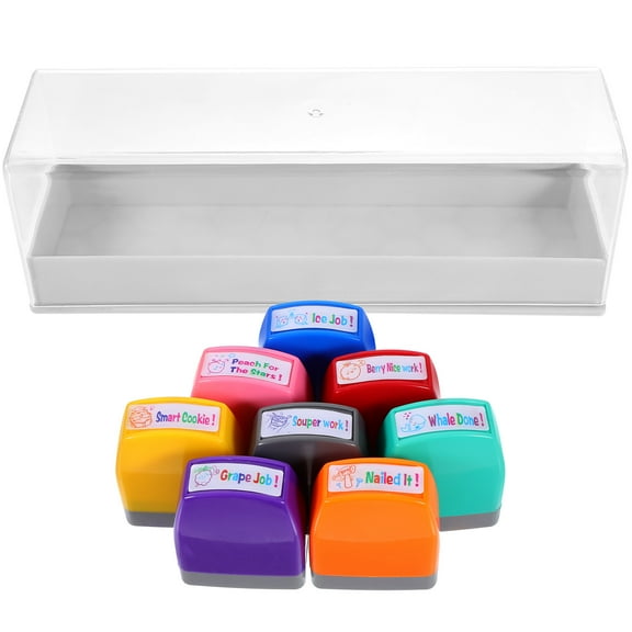 HIAKDOFT 1Set Classroom Stamps for Teachers Multi-Use Comment Stampers Automatic Ink Release Technology Assorted Color