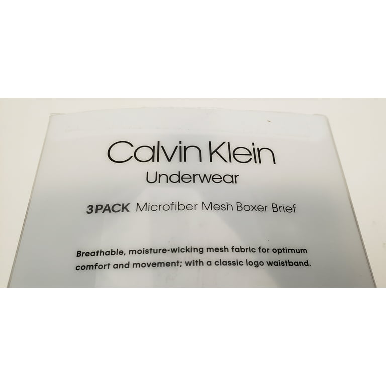 Calvin Klein Men Max Mesh Boxer Briefs Moisture wicking logo waistband  underwear L/Black/ Grey