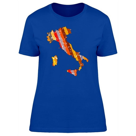 Cool Striped Italy Map T-Shirt Women -Image by Shutterstock, Female XX-Large