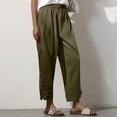 thumbnail image 7 of Petite Cropped Pant Women Casual Lightweight Pull On Wide Leg Drawstring Elastic Waist Summer Beach Pants with Pockets 23" 24" Inseam Green L, 7 of 7