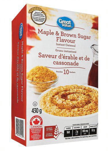 Great Value Maple and Brown Sugar Flavour Instant Oatmeal